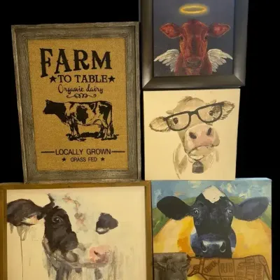 Farmhouse Cow Decor Collection - 8 Pieces
