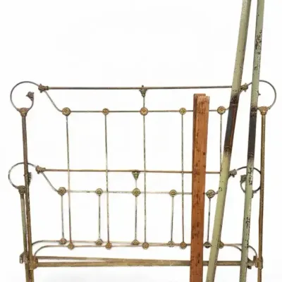 Vintage Ornate Metal Bed Frame with Headboard & Rails