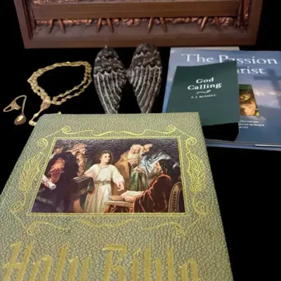Religious Collection with Last Supper Plaque, Holy Bible & Devotional Items
