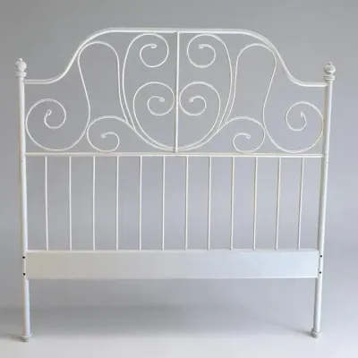 IKEA Full Size White Metal Bed Frame with Scrollwork