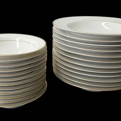 Vintage Noritake Nippon Toki Kaisha Porcelain Bowls Set  Soup & Fruit Dessert Bowls with Gold Trim  