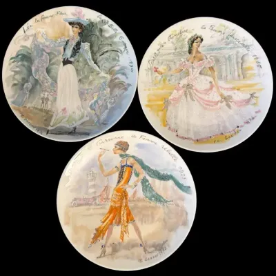 3 Henri D'Arceau Limoges Ganeau Porcelain Plates (#1)