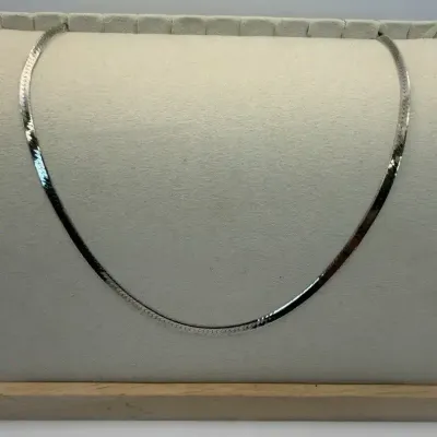Italian 925 Silver Herringbone Chain Necklace