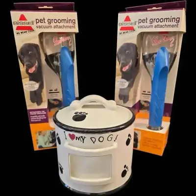 JCPenney Home Collection "I Heart My Dog" Treat Jar & BISSELL ShedAway Vacuum Attachments