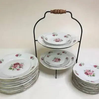 Formalities by Baum Bros. Maria Pink Rose Dinner & Salad Plates – 24 Pieces, Service for 12