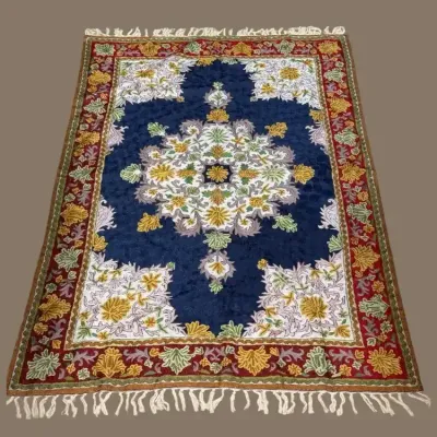 Embroidered Floral Crewel Tapestry 