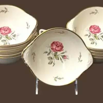 Homer Laughlin Eggshell Nautilus Pink Rose Dessert/Fruit Bowls – 12 Pieces