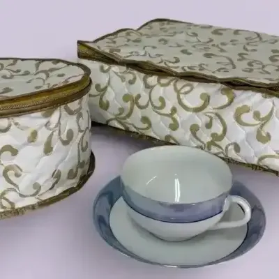 Teacup Set Of 10 With Matching Quilted Storage Bags