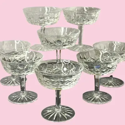 Waterford Crystal Cut Champagne Coupes – Set of 8