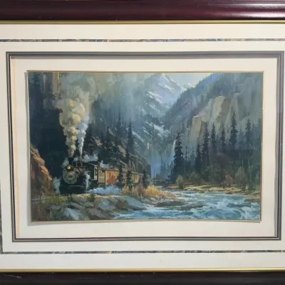 David Tutwiler 1991 Steam Train Mountain Scene Print
