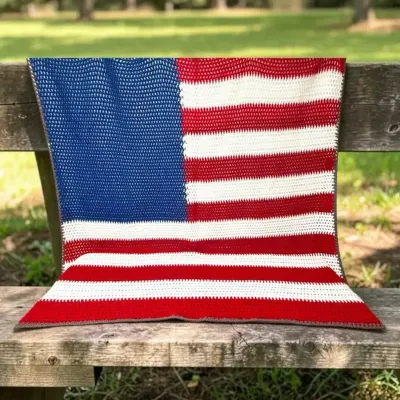Handmade Crocheted American Flag Blanket – 58" x 70" – USA 250th Anniversary Patriotic Americana