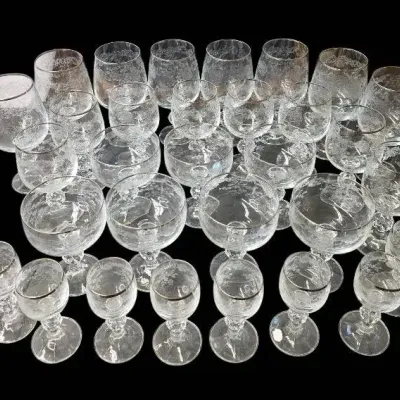Vintage/Mid-Century Etched Crystal Stemware