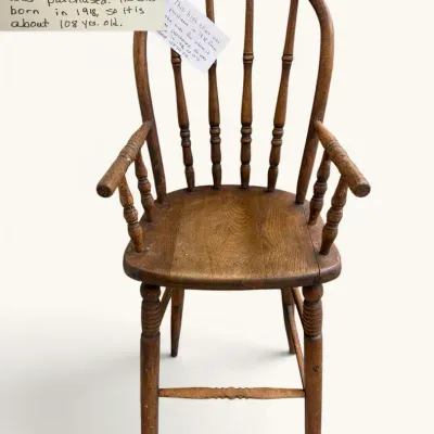 Antique Wooden Windsor Spindle Back High Chair