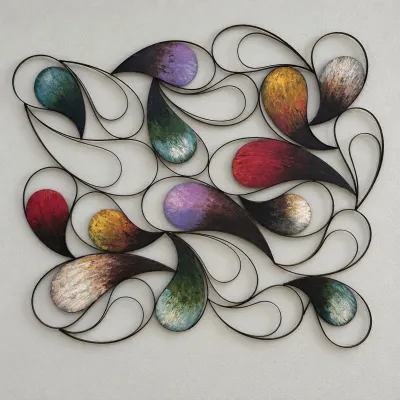 Sale Photo Thumbnail #30: D colorful paisly shaped wall art