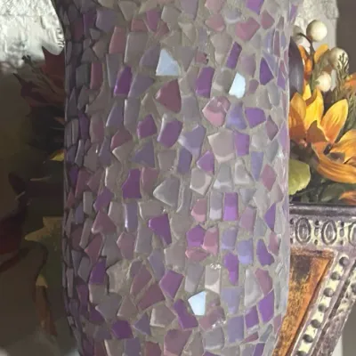 Sale Photo Thumbnail #47: D purple glass collage vase