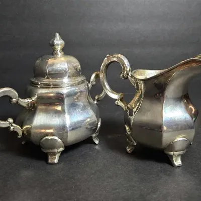 Sterling Silver Creamer & Lidded Sugar Bowl