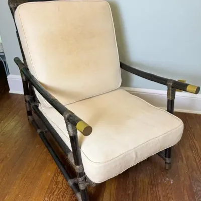 Midcentury Rattan Lounge Chair 25x36x33”