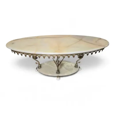 Hollywood Regency Onyx & Gilt Brass Coffee Table 