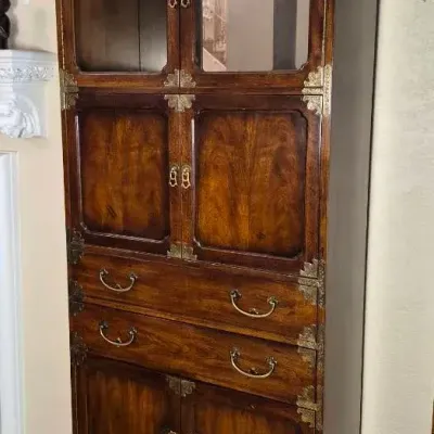 Henredon Asian Inspired Campaign Style Display Cabinet 2 Of 3