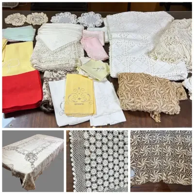 Vintage Table Linens - Lace Tablecloths, Doilies, Cloth Napkins & More