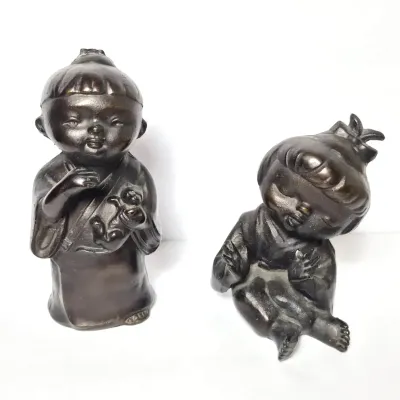 Asian Solid Brass Figurines - 6-8”