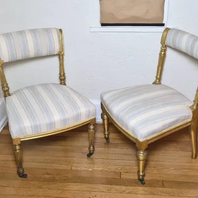Neoclassical Style Giltwood Accent Chairs 