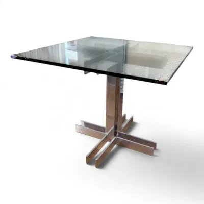 1970s Metal & Glass Table - 36x29”