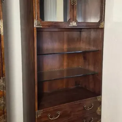 Henredon Asian Inspired Campaign Style Display Cabinet 1 Of 3