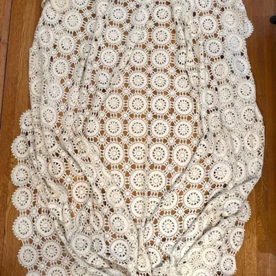 Vintage Hand-Crocheted Lace Coverlet - 78 x 84"