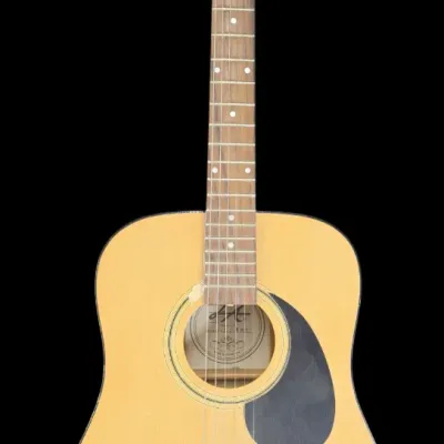 Sale Photo Thumbnail #62: Jay Turser six-string acoustic guitar featuring a natural finish dreadnought body with a black pickguard.