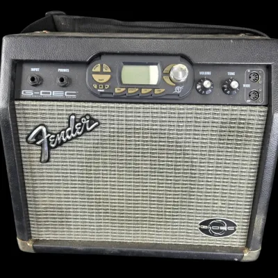 Sale Photo Thumbnail #54: Fender G-DEC Guitar Digital Entertainment Center amplifier, featuring built-in digital effects, MIDI connections, and a silver grille cloth.