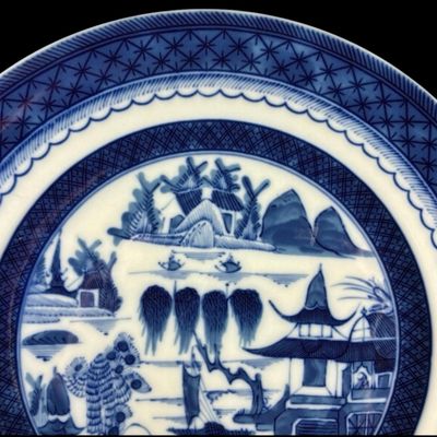 Sale Photo Thumbnail #216: A porcelain dinnerware set serving for 6 in the Blue Canton pattern by Mottahedeh. The elegantly simple design and enduring quality of Canton ware made as an iconic example of serve-ware that has withstood the test of time. For those looking to expand the