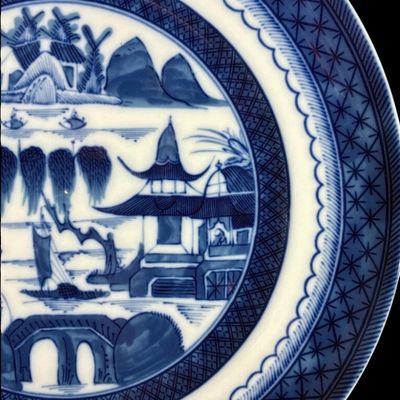 Sale Photo Thumbnail #218: A porcelain dinnerware set serving for 6 in the Blue Canton pattern by Mottahedeh. The elegantly simple design and enduring quality of Canton ware made as an iconic example of serve-ware that has withstood the test of time. For those looking to expand the
