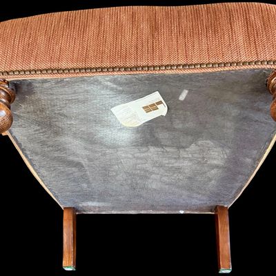 Sale Photo Thumbnail #166: Serena Lily Eaton chair upholstered in a warm earthly hue. 
Durable maple construction reinforced with double dowels and corner blocks.
• Sinuous spring suspension creates even comfort and support.
• Solid wood legs are finished with water-based stain
