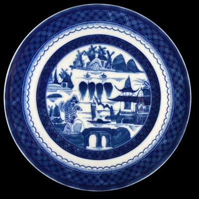 Sale Photo Thumbnail #212: A porcelain dinnerware set serving for 6 in the Blue Canton pattern by Mottahedeh. The elegantly simple design and enduring quality of Canton ware made as an iconic example of serve-ware that has withstood the test of time. For those looking to expand the
