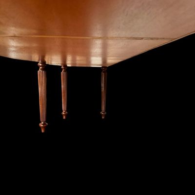 Sale Photo Thumbnail #99: Elegant and high quality Kindel Furniture sideboard executed in the Federal Style with refined neoclassical elements. It features a bow front design, characteristic of the period with flame mahogany veneers, and contrasting stringing inlay. The piece is s