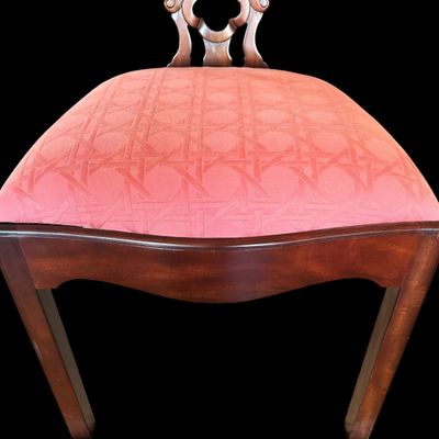 Sale Photo Thumbnail #50: Set of 8 Maitland Smith mahogany Chippendale style dining chairs. High quality craftsmanship with fine carved detail. Knuckle arms with pierced shell covered backs. 
Condition:: Excellent, like new, original finish
Dimensions: 26”W x 22.5”D x 40”H
A