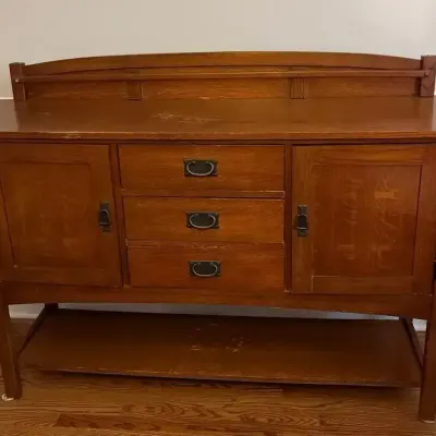 Sale Photo Thumbnail #7: Basset Mission-Style Oak Sideboard