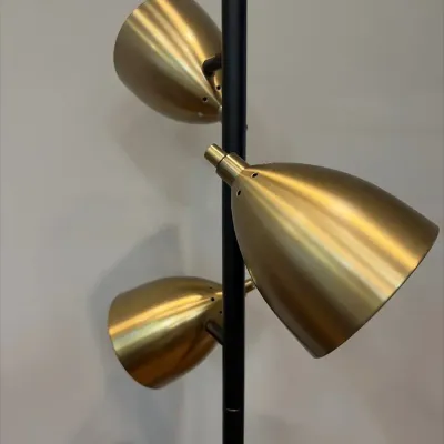 Sale Photo Thumbnail #62: MCM-Style 3-Llight Brass & Black Metal Floor Lamp