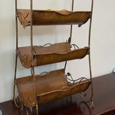 Sale Photo Thumbnail #28: Rustic 3-tier Metal Basket Stand