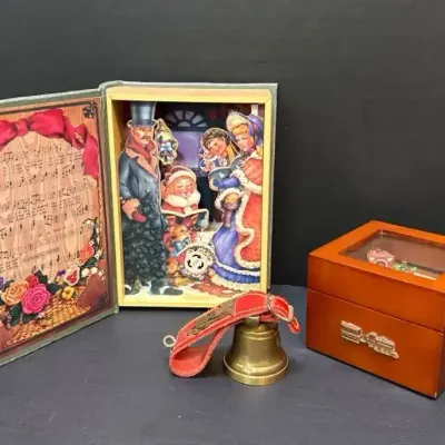 Sale Photo Thumbnail #32: Christmas Music Boxes & Swiss Bell