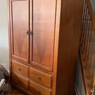 Sale Photo Thumbnail #56: Walter E Smithe 2-cabinet Wood Armoire