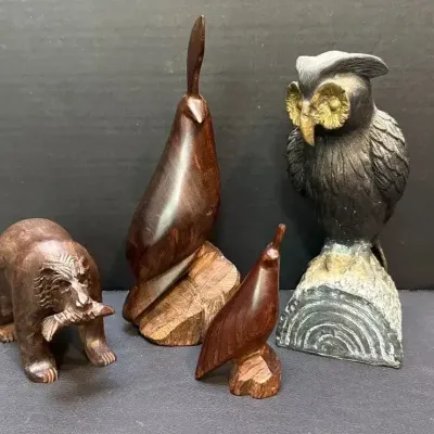 Sale Photo Thumbnail #36: Ironwood Quails & Bear, Owl Sculpture 