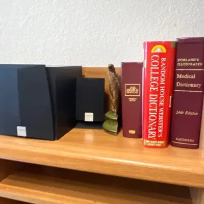 Collection of reference books, including Random House Webster's College Dictionary and Dorland's Illustrated Medical...