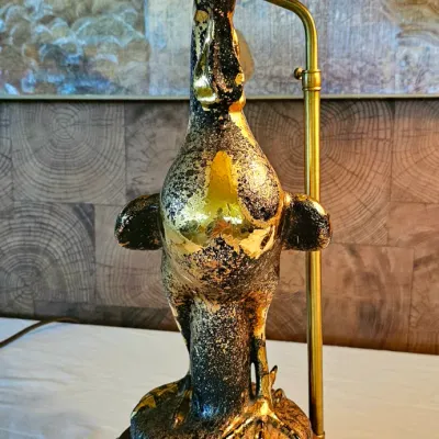 Sale Photo Thumbnail #4: RARE, pair of SASCHA BRASTOFF MCM rooster table lamps. (Perfect Condition)
