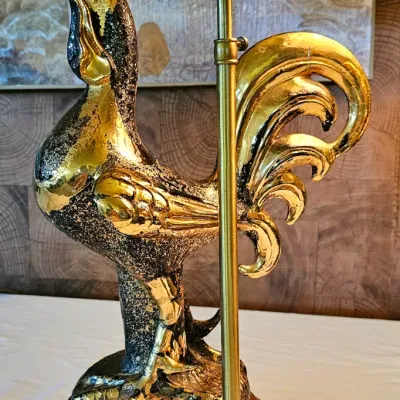 Sale Photo Thumbnail #5: RARE, pair of SASCHA BRASTOFF MCM rooster table lamps. (Perfect Condition)