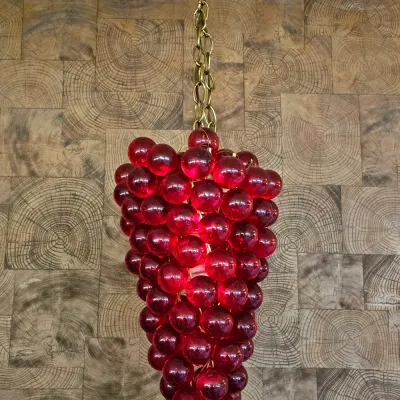 Sale Photo Thumbnail #6: Vintage Mid-Century Lucite grape cluster hanging swag lamp.