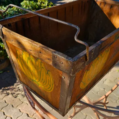Sale Photo Thumbnail #25: Vintage rare 1930's wooden & metal banana crate.