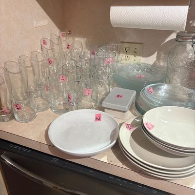 Sale Photo Thumbnail #54: Dishes + glasses.