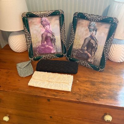 Sale Photo Thumbnail #30: Vintage clutches + pretty enamel frames.